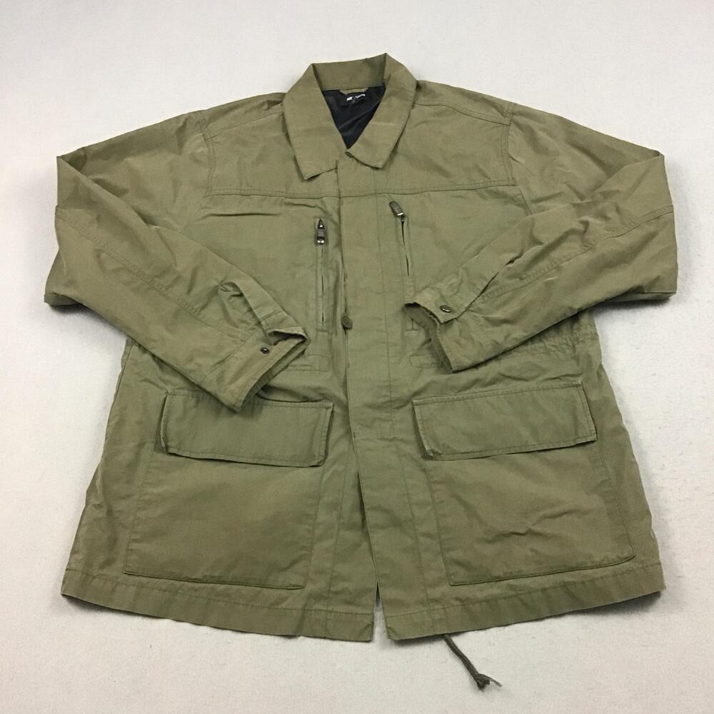 True Religion Jacket Men Extra Large Green Military Collared Full Zip Pockets XL